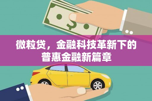 二连浩特微粒贷，金融科技革新下的普惠金融新篇章